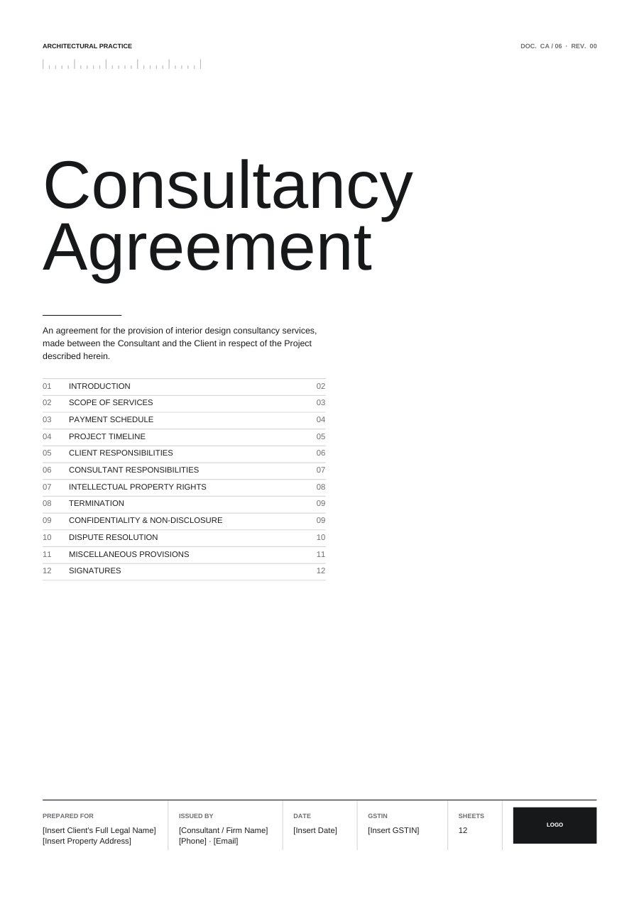 Consultancy agreement cover