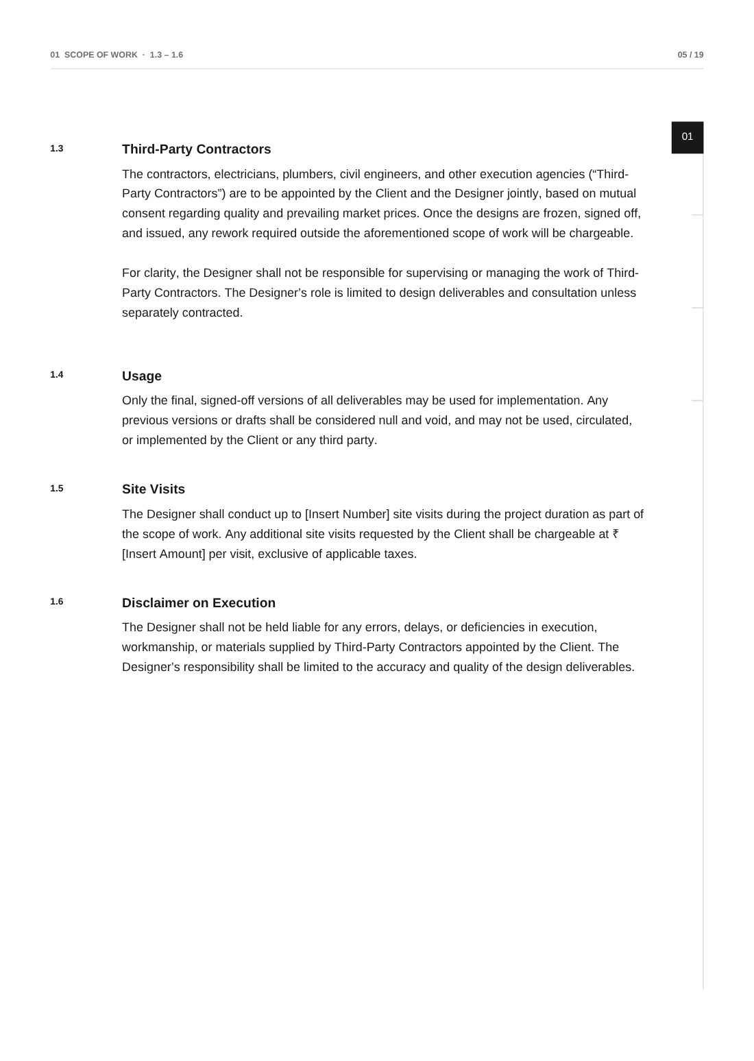 Client contract: clause pages