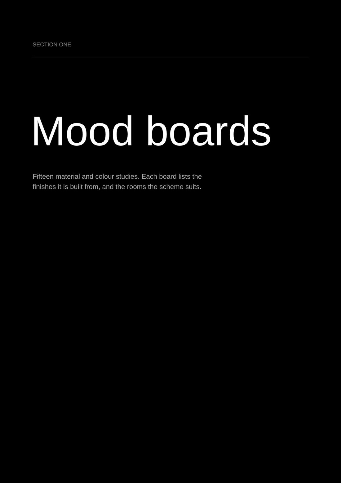 Mood boards section page