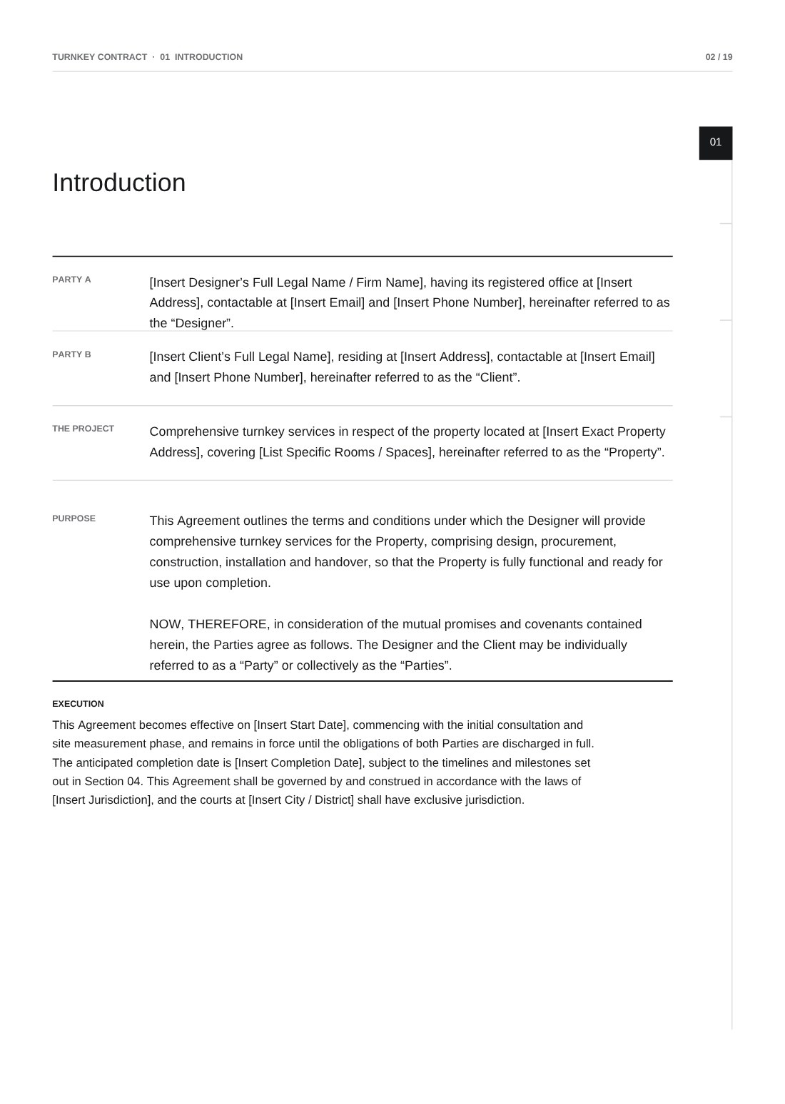 Turnkey contract: introduction and parties